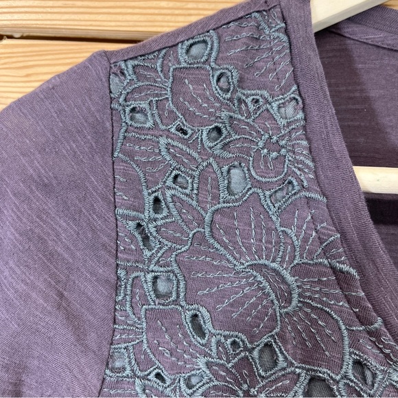 LOGO Lori Goldstein Shirt XXS A279027 Purple Swing Gray Embroidered 3/4 Sleeve - Picture 4 of 11